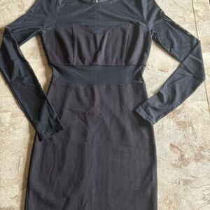 Forever 21 black mesh Long Sleeve Bodycon Dress